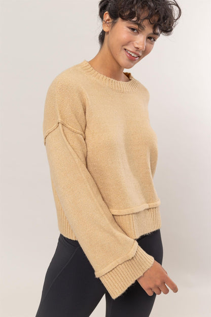 HYFVE Round Neck Dropped Shoulder Ribbed Sweater