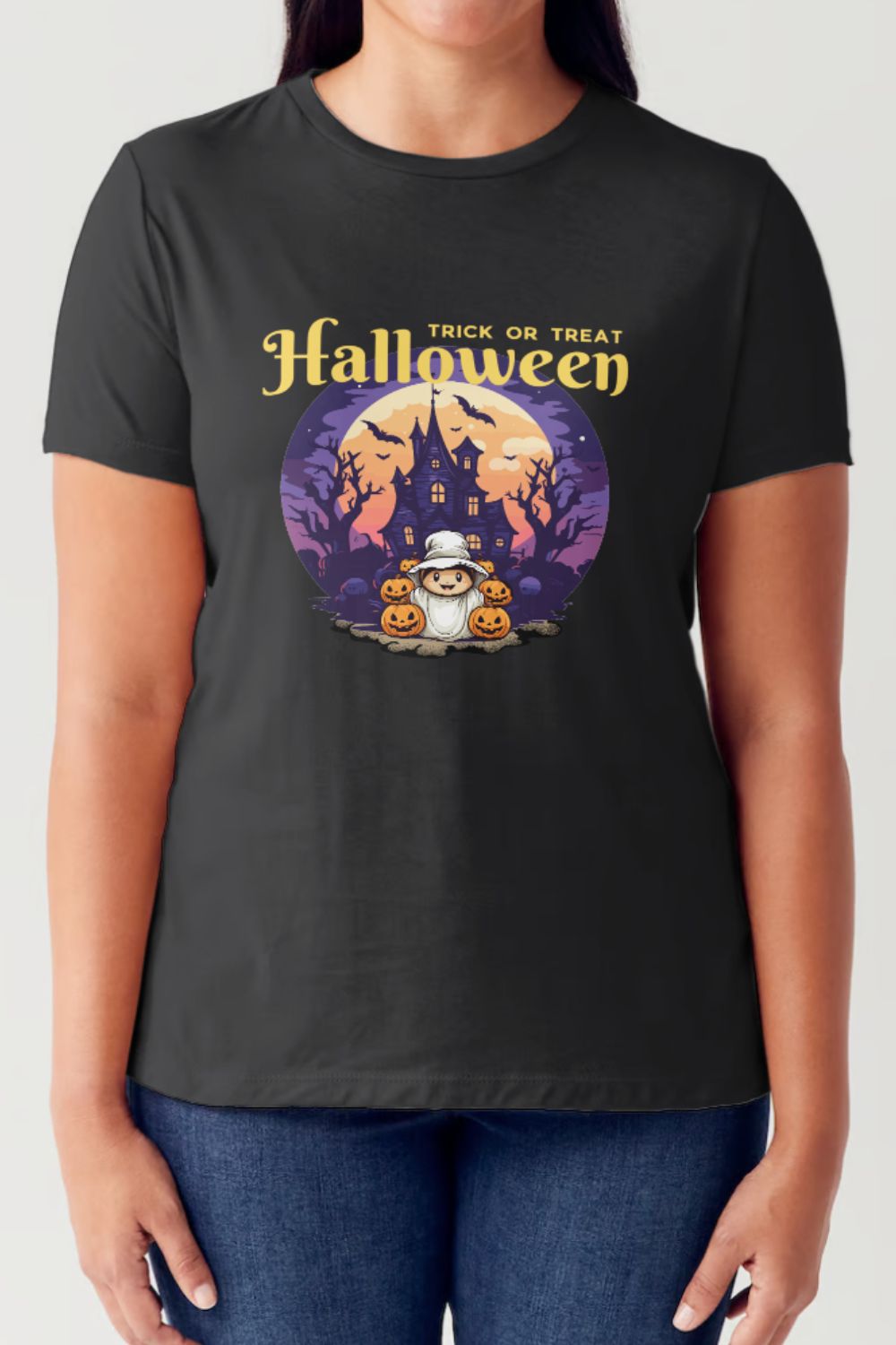 Simply Love Full Size TRICK OR TREAT Short Sleeve Tubular T-Shirt